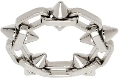 In Gold We Trust Paris Ssense Exclusive Silver Thin Spike Ring In Palladium