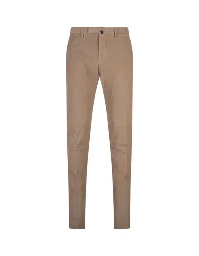 Incotex Beige Corduroy Slim Fit Trousers In Brown