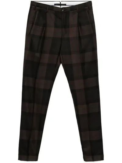 Incotex Checkered Trousers In Brown