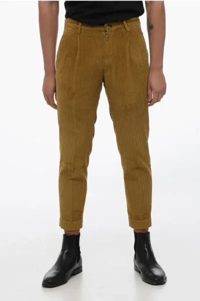 Incotex Corduroy Tapered Fit Pants In Brown