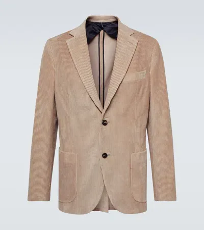 Incotex Cotton Corduroy Blazer In Beige