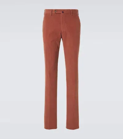 Incotex Cotton Corduroy Straight Pants In Braun