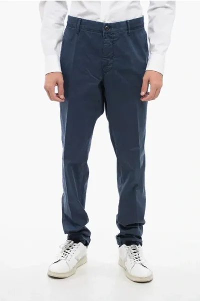 Incotex Cotton Stretch Chinos Pants With Belt Loops In Blue