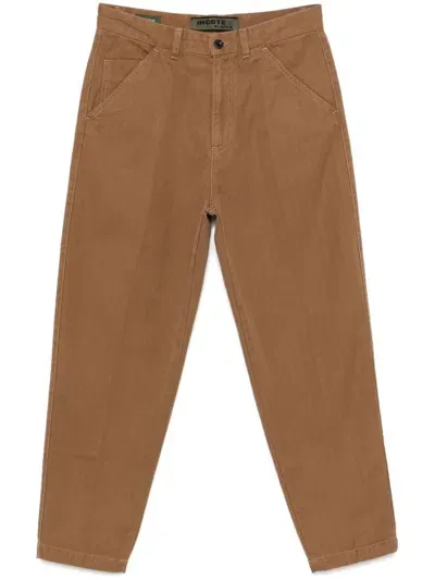 Incotex Herringbone Chinos In Brown