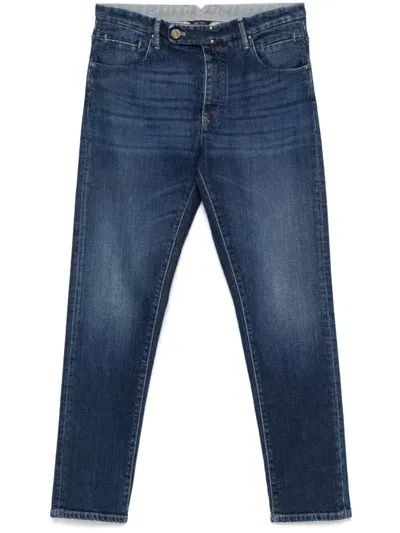 Incotex Logo-appliqué Straight-leg Jeans In Blue