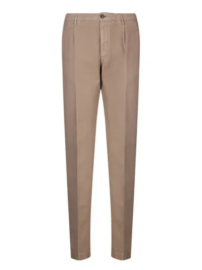 Incotex Tapered Cotton Pants In Beige In Brown