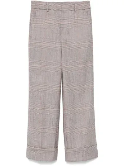 Incotex Prince Of Wales-check Trousers In Nude & Neutrals