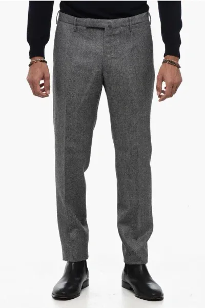 Incotex Regular Waist Virgin Wool Pants In Gray