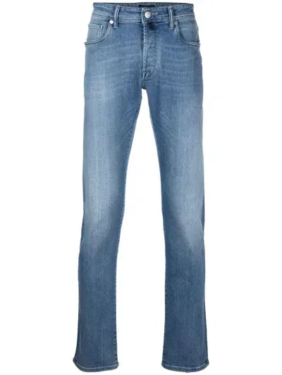 Incotex Stonewashed Straight-leg Jeans In Blau