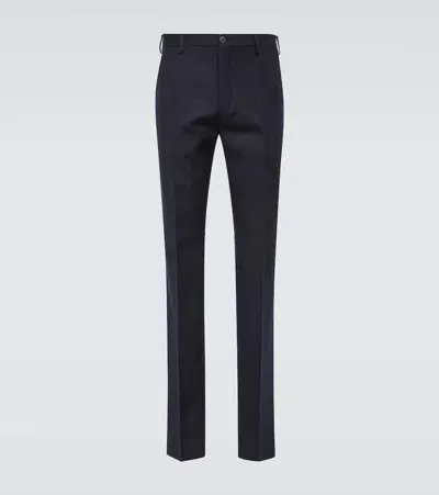 Incotex Virgin Wool Straight Pants In Blue