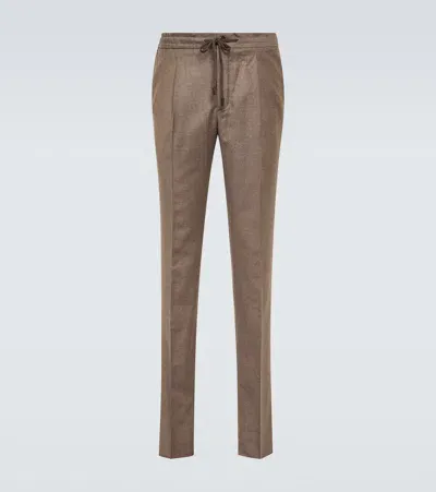 Incotex Virgin Wool Tapered Pants In Beige