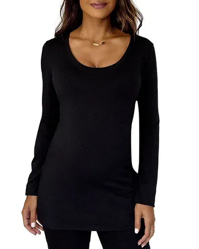 Ingrid & Isabel Maternity Long Sleeve Scoop Neck Tee In Black