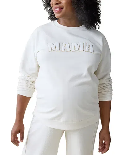 Ingrid & Isabel Maternity Mama Fleece Graphic Sweatshirt In Cream