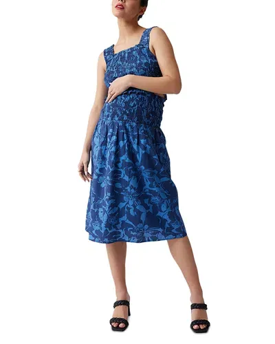 Ingrid & Isabel Maternity Poplin Floral Top & Skirt Set In Tonal Bloom River