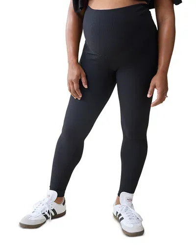 Ingrid & Isabel Ribbed Active Maternity Leggings In Black