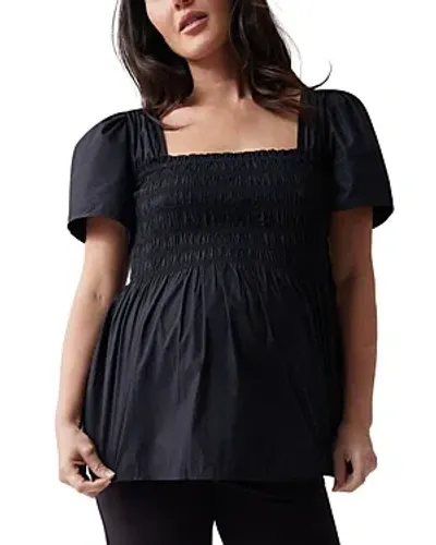 Ingrid & Isabel Smocked Square Neck Top In Black