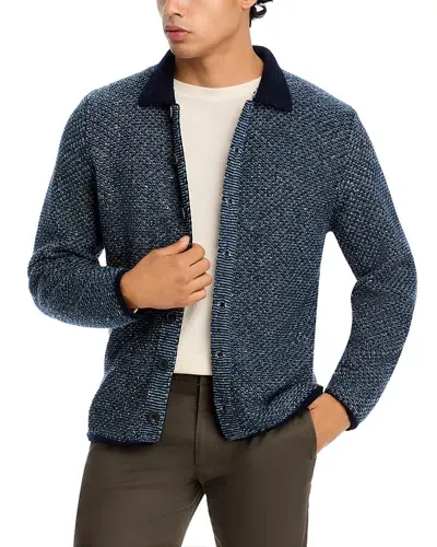 Inis Meain Breidin Stitch Cardigan In Blue Mix