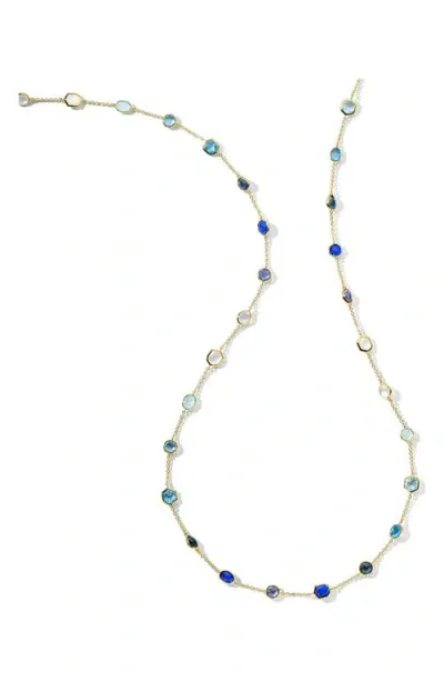 Ippolita 18kt Yellow Gold Rock Candy Stone Station Multi-stone Necklace In Blue/gold