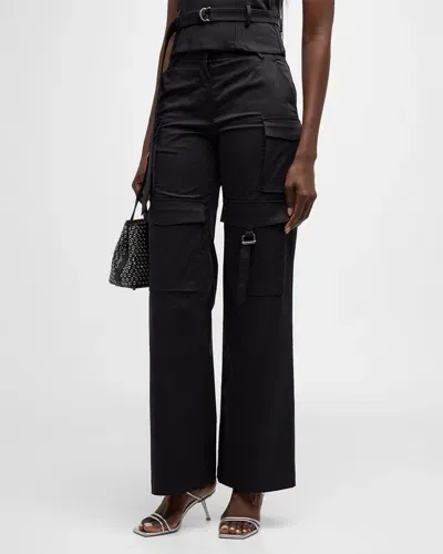 Iro Abeline Satin Cargo Pants In Black