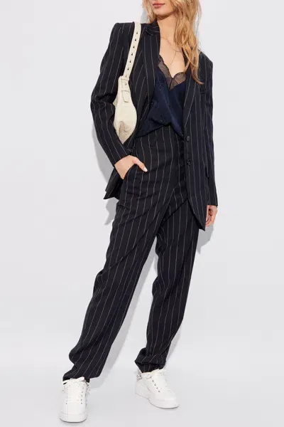 Iro Horacia Pinstriped Tapered-leg Trousers In Navy Blue