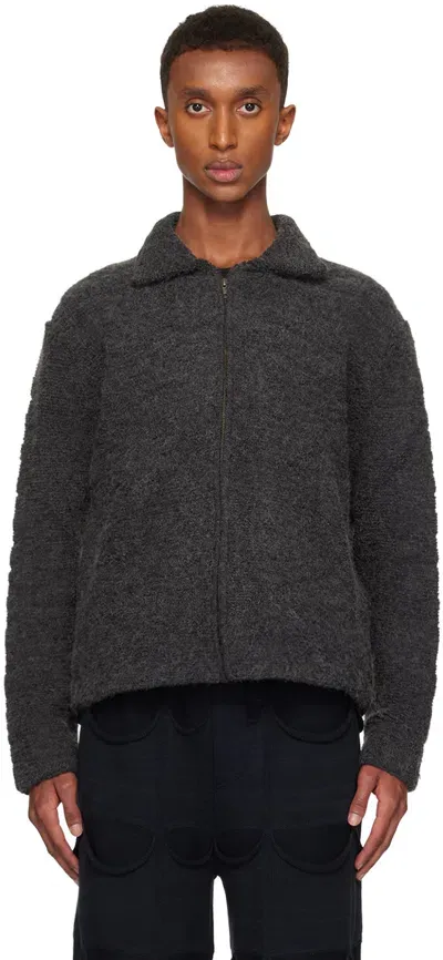 Isa Boulder Ssense Exclusive Gray Towel Zip Bt Jacket In Charcoal