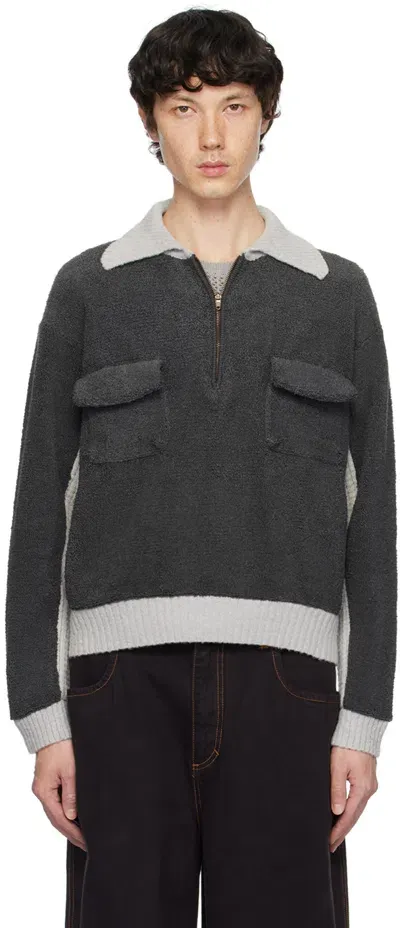 Isa Boulder Ssense Exclusive Gray Towell Twin Pocket Jacket In Charcoal