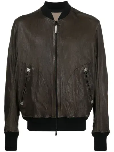 Isaac Sellam Experience Zip-detail Leather Jacket In Grün