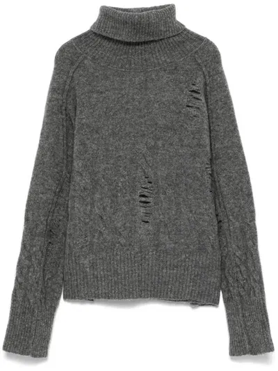 Isabel Benenato Cut-out Jumper In Grey