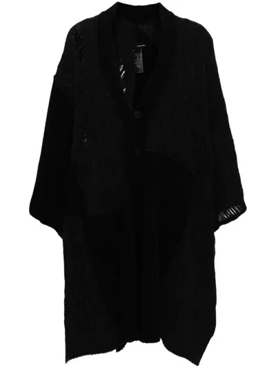 Isabel Benenato Knitted Cape Coat In Black