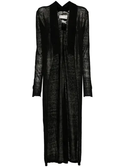 Isabel Benenato Semi-sheer Knited Maxi Dress In Black