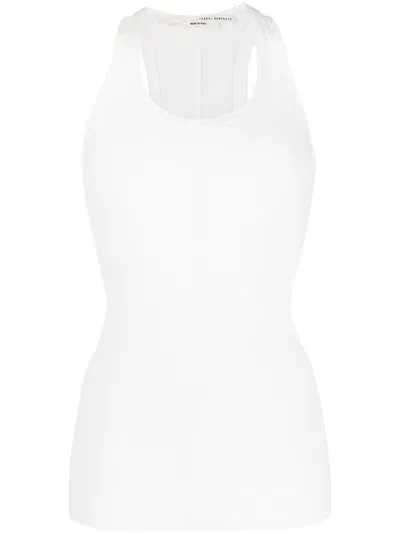 Isabel Benenato U-neck Ribbed Tank Top In Weiss