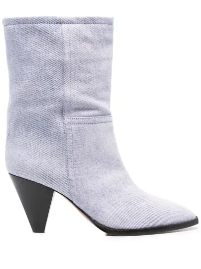 Isabel Marant 90mm Pointed Suede Ankle Boots In Violett