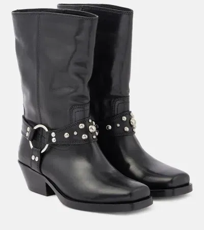 Isabel Marant Antya Leather Cowboy Boots In Black