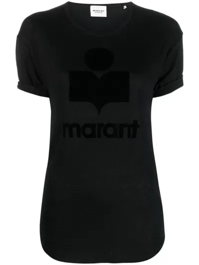 Isabel Marant Cotton T-shirt With Flocked Logo In Black