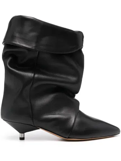 Isabel Marant Edrik Folded Ankle Boots In Black