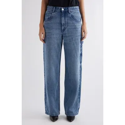 Isabel Marant Bymara High Waist Straight Leg Carpenter Jeans In Light Blue