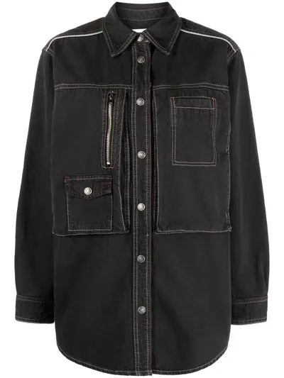 Isabel Marant Chambray Shirt Jacket In Black