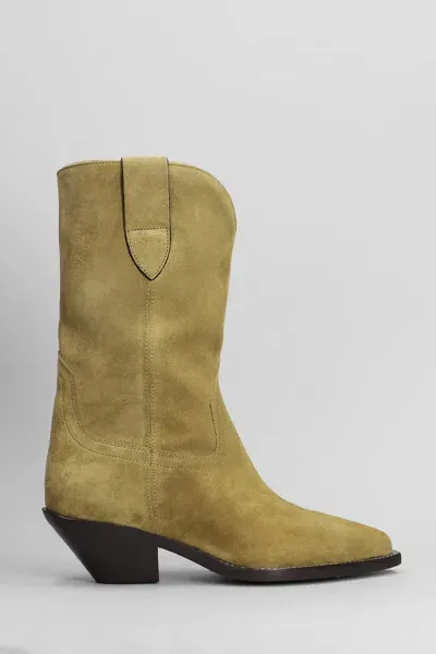 Isabel Marant Dahope Texan Ankle Boots In Taupe Suede In Brown