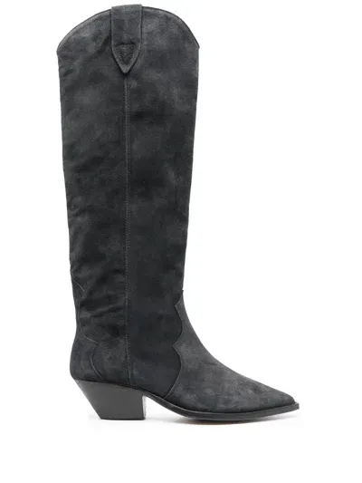 Isabel Marant Denvee 50mm Suede Knee-high Boots In Black