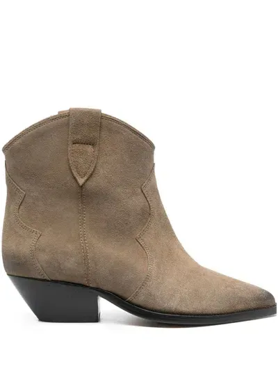 Isabel Marant Dewina Suede Leather Boots In Dove Grey