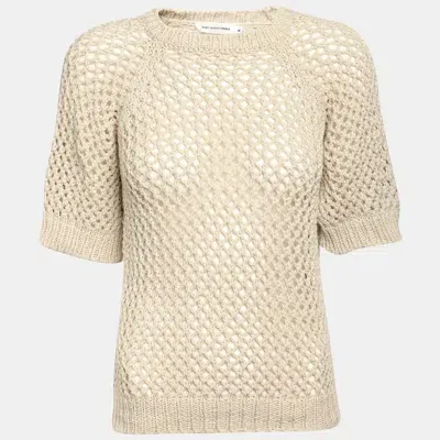 Pre-owned Isabel Marant Étoile Cream Cotton & Linen Knit Sweater S