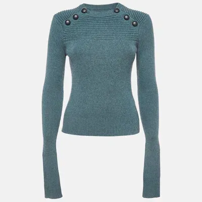 Pre-owned Isabel Marant Étoile Green Wool Blend Knit Button Detailed Sweater Xs