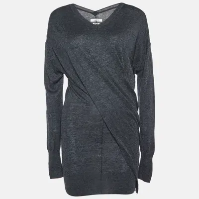 Pre-owned Isabel Marant Étoile Grey Wool Blend Draped Mini Dress Xs