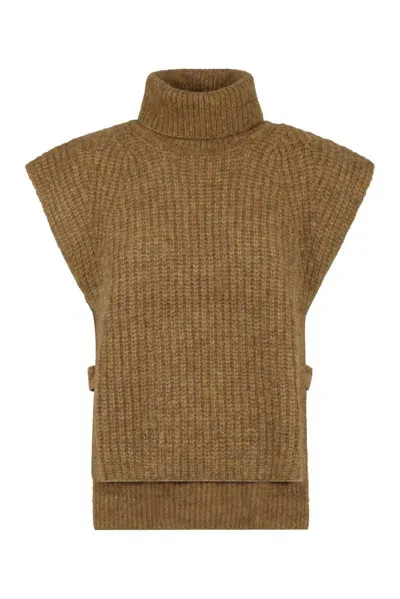 Isabel Marant Étoile Megan Turtleneck Knitted Vest In Brown