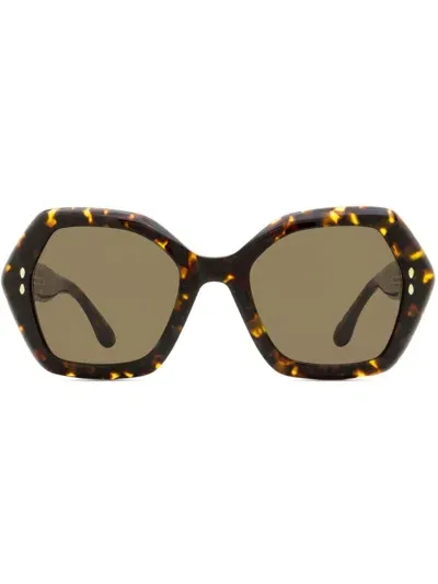 Isabel Marant Eyewear Tortoiseshell-effect Geometric-frame Sunglasses In Brown