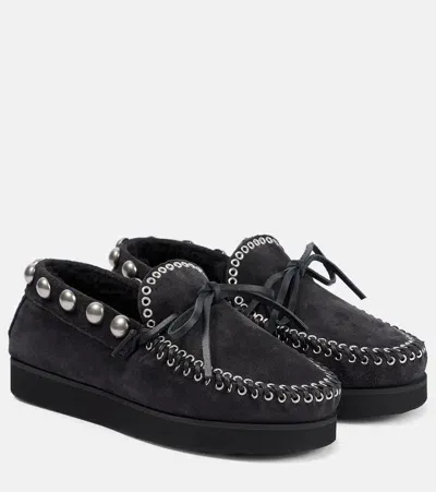 Isabel Marant Forley Shearling-lined Suede Mocassins In Black