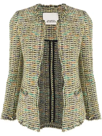 Isabel Marant Frayed-hem Tweed Jacket In Gelb