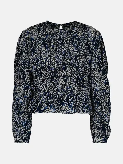 Isabel Marant 'gelina' Blue Silk Blend Blouse In Navy