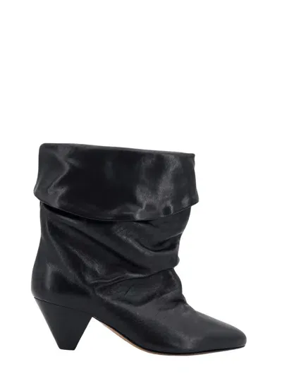 Isabel Marant Leather Ankle Boots In Black