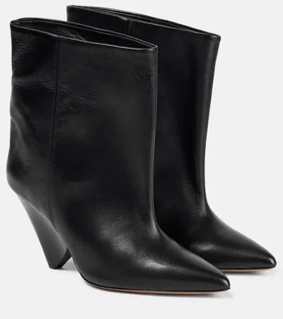 Isabel Marant Miyako Leather Ankle Boots In Black